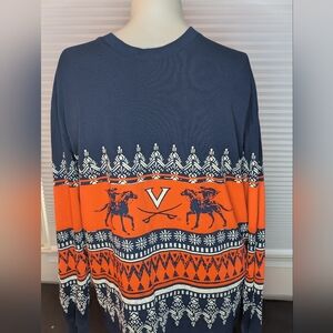 Lauren James Navy and Orange Patterned Long Sleeve Shirt